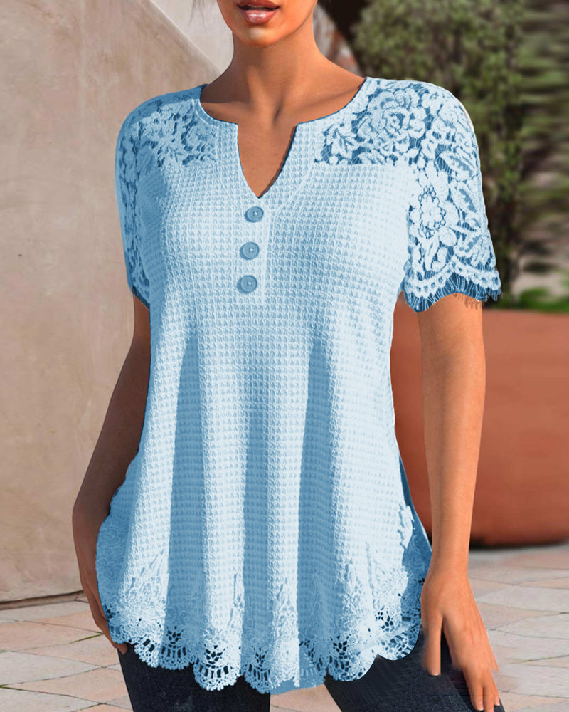 Kortärmad spets T-shirt