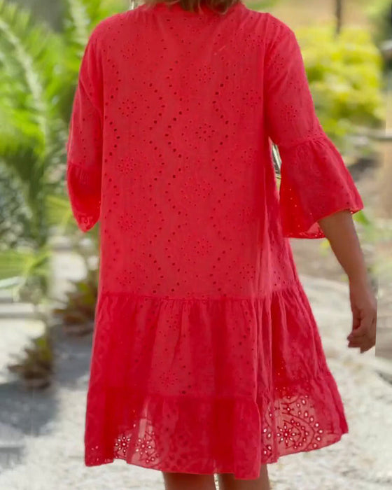 Lös ihålig spetsklänning