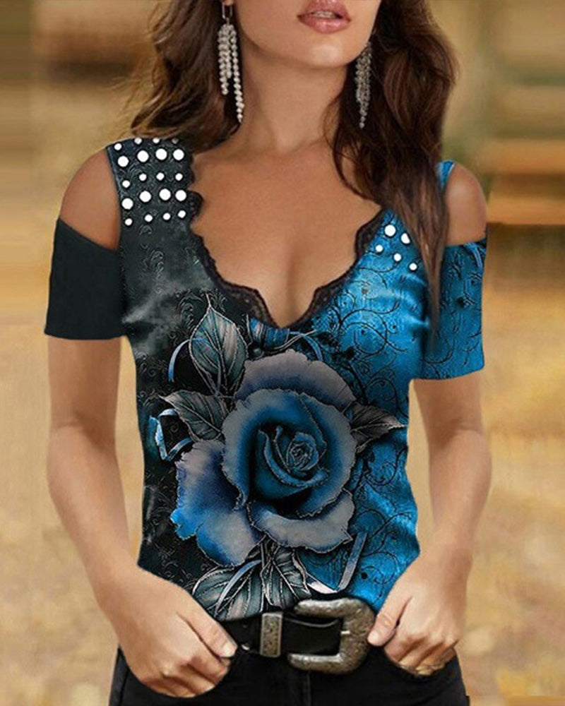 Chic Blommig Tryckt Blus