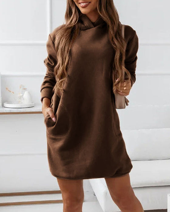 Enfärgad Lång Luvtröja