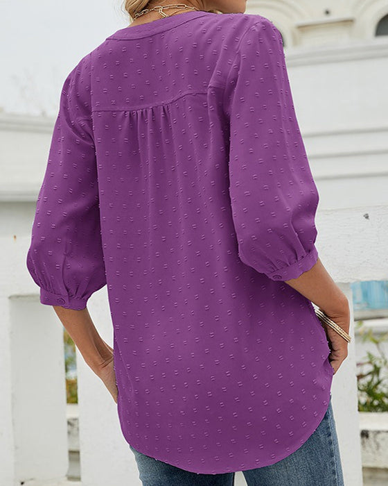 Enfärgad lös topp med ståkrage