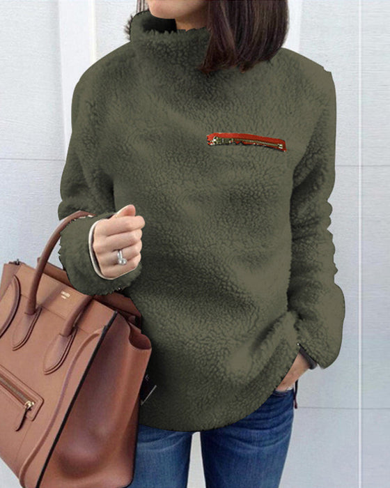 Enkel och varm topp med dragkedja