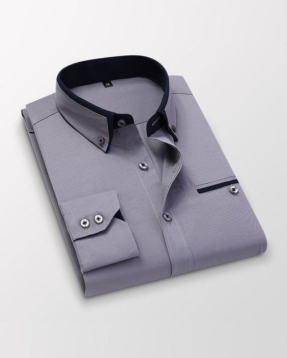 Lapelskjorta med enfärgad