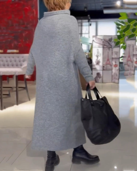 Lös Klänning Med Turtleneck Och Långa ärmar