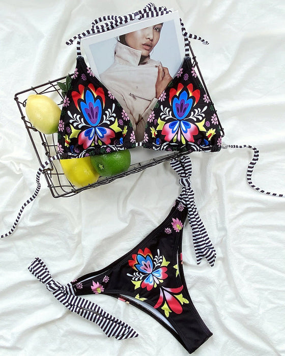 Färgglad tryckt grimma bikini