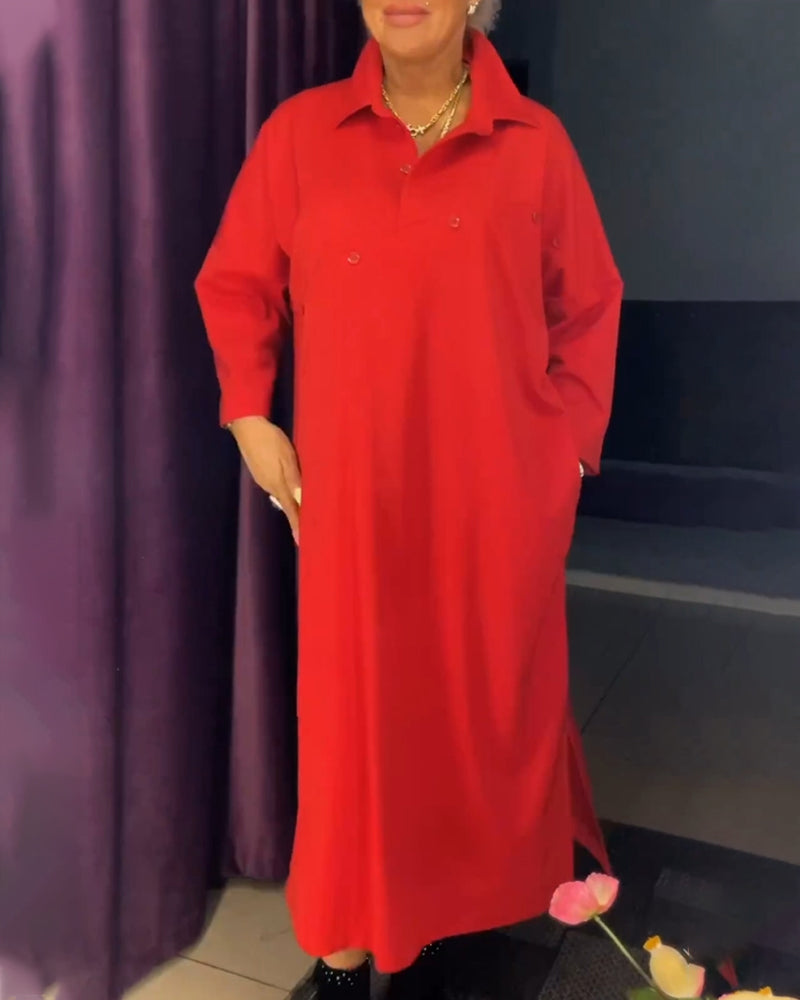 Klänning med avslappnad passform och skjortkrage