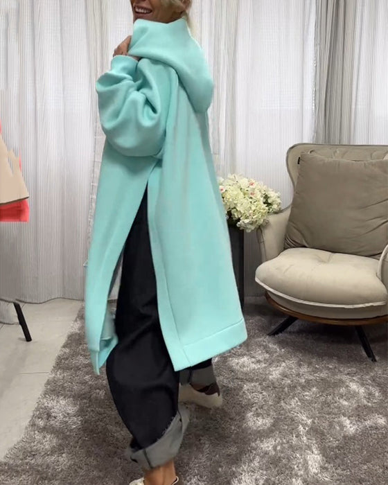 Lös hoodie med slits och långärmad