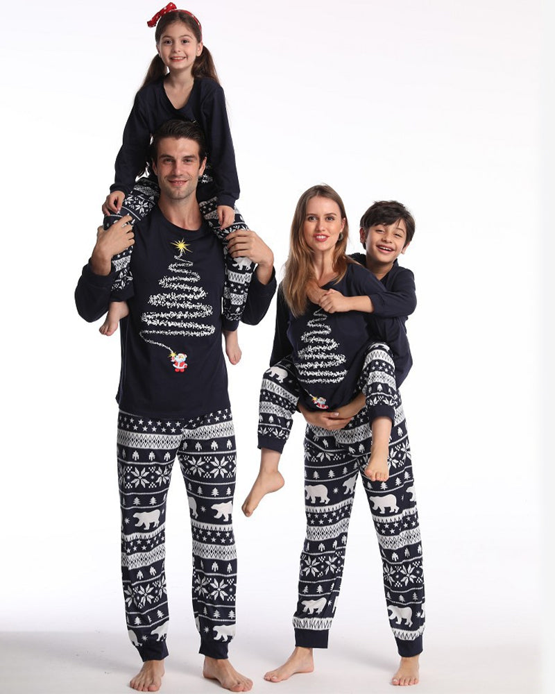 Jul familj pyjamas med julgran Tryck