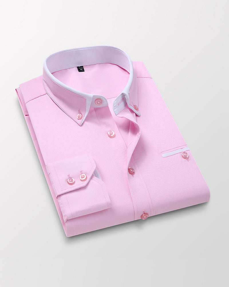 Lapelskjorta med enfärgad