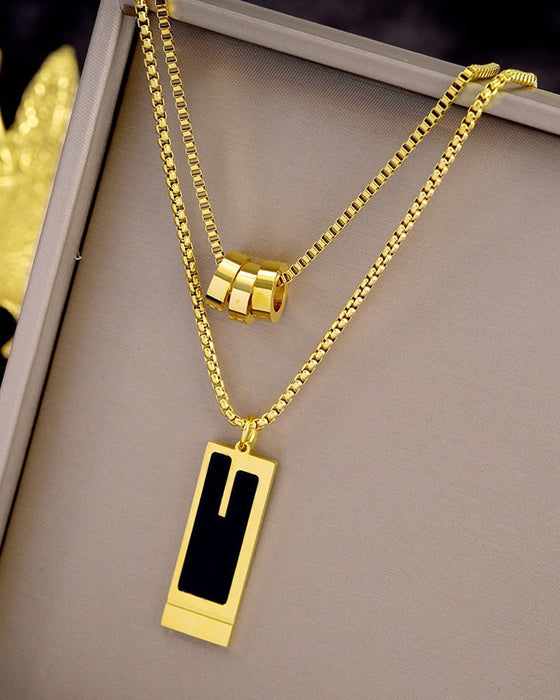 Dubbelt långt halsband i titanstål