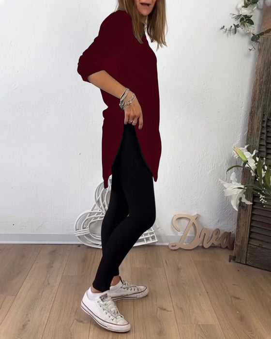 Mellanlång Topp Med Rund Hals