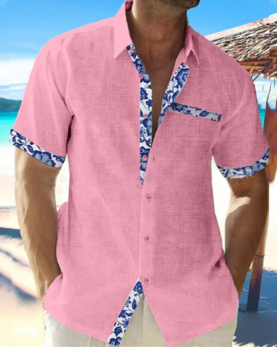 Kortärmad skjorta i bomull och linne
