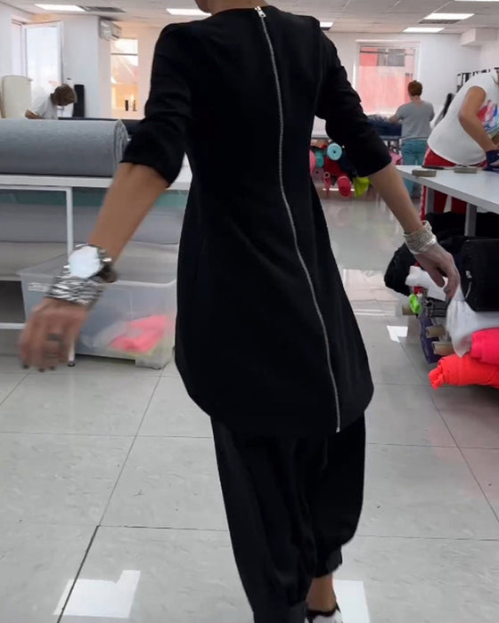 Mellanlång Tröja med rund hals