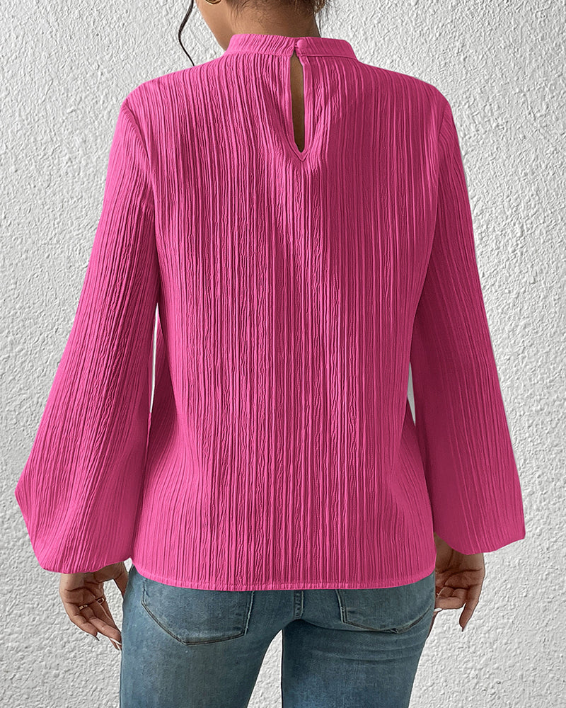 Puffärm elegant enfärgad blus
