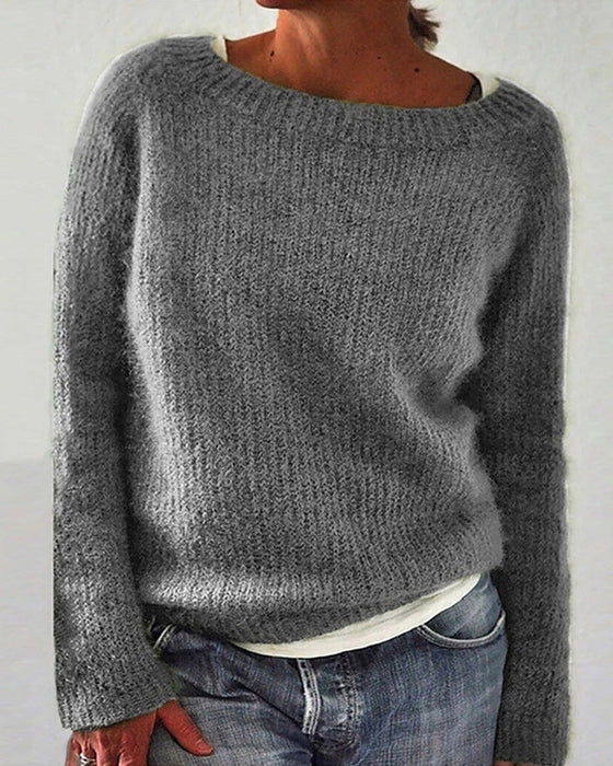 Crew Neck långärmad enfärgad tröja