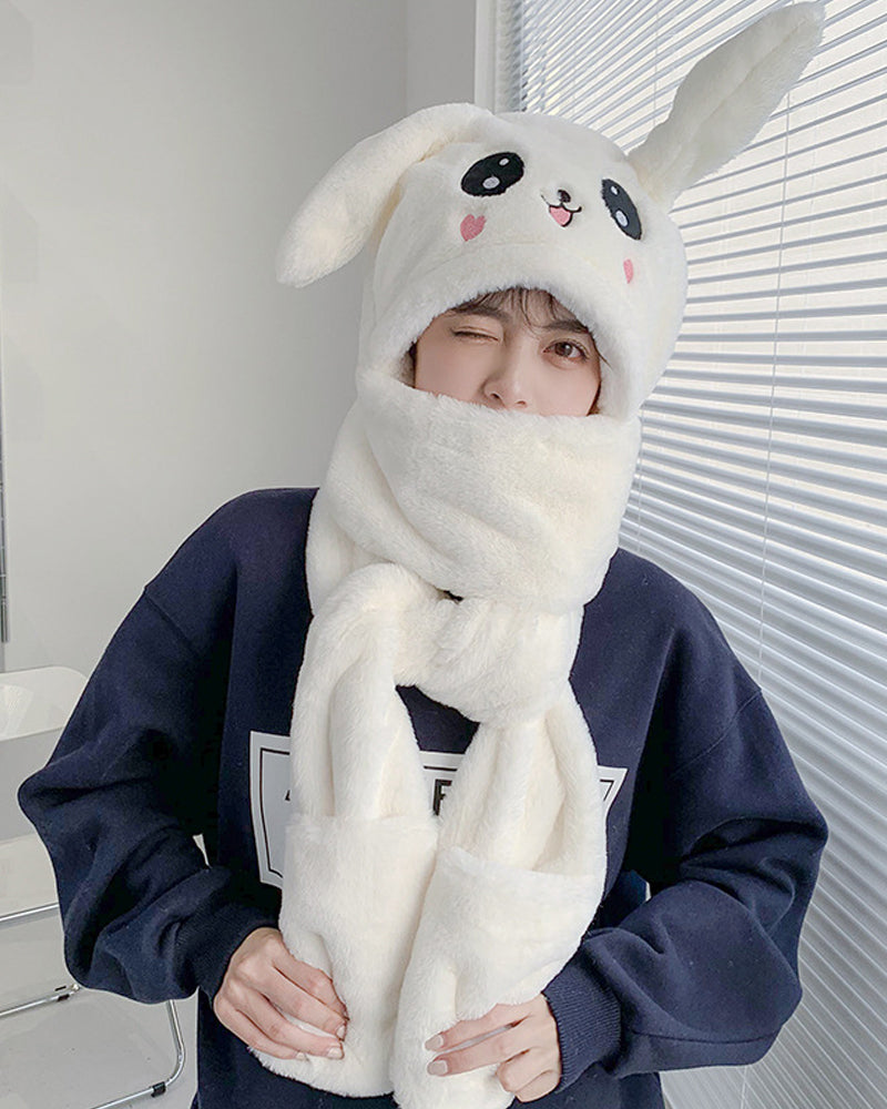 Halsduksmössa med rörliga kaninöron