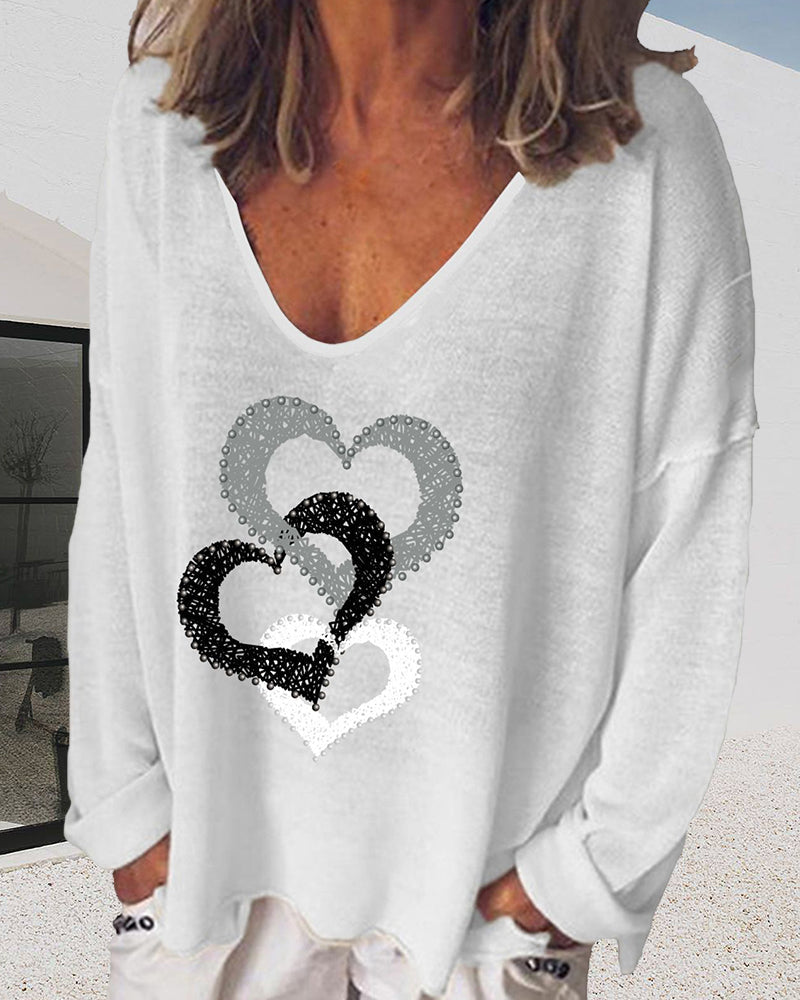 Långärmad Topp med Hjärttryck
