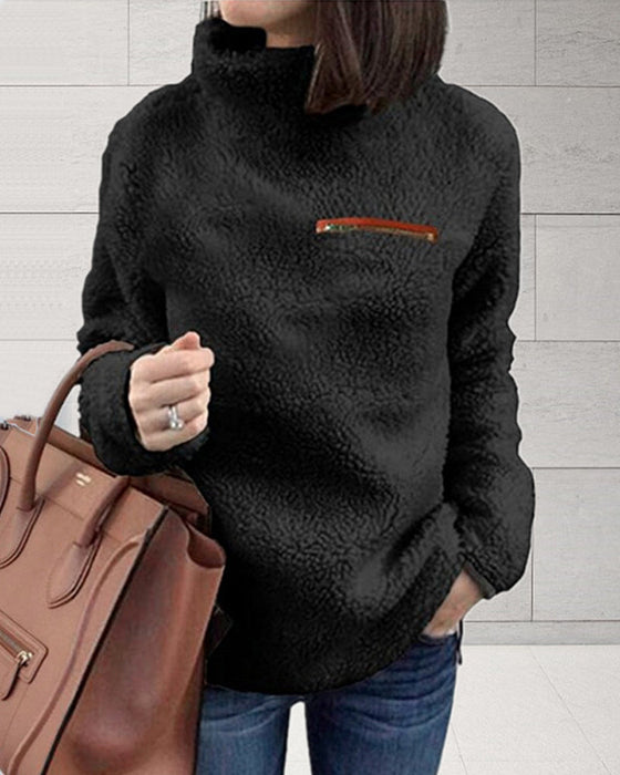 Enkel och varm topp med dragkedja