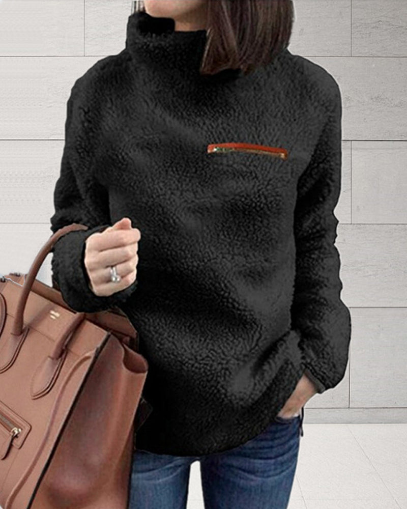 Enkel och varm topp med dragkedja