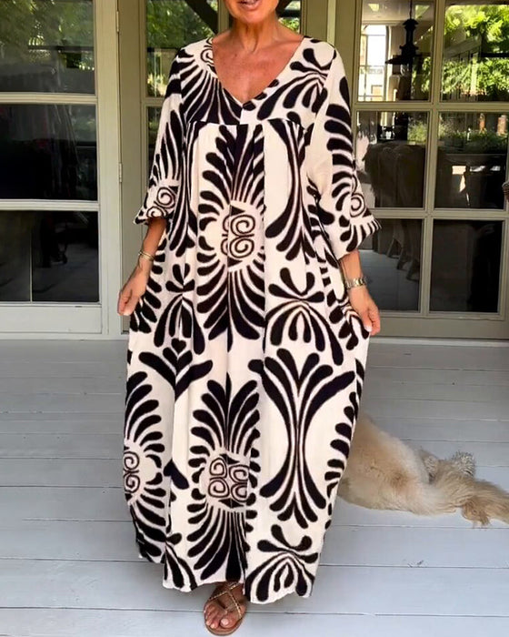 Elegant klänning med tryck