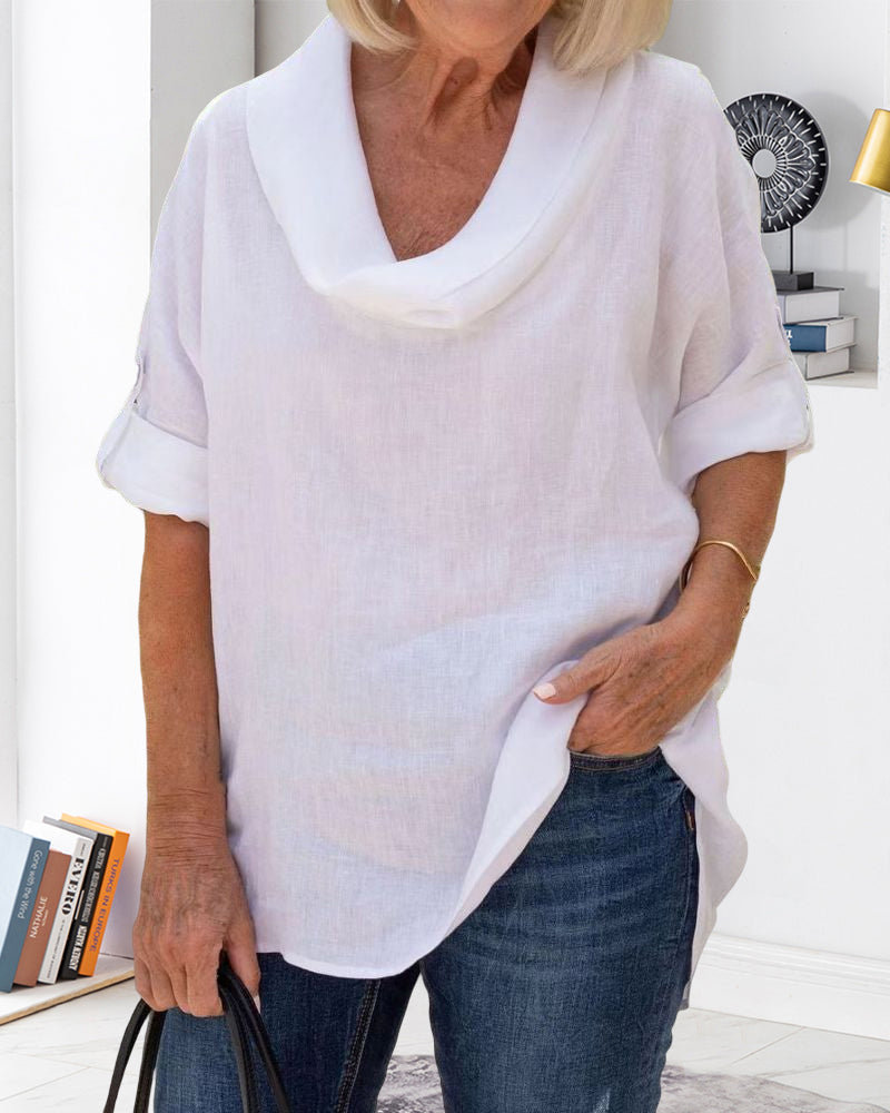 Enfärgad linneöverdel med halvärmar