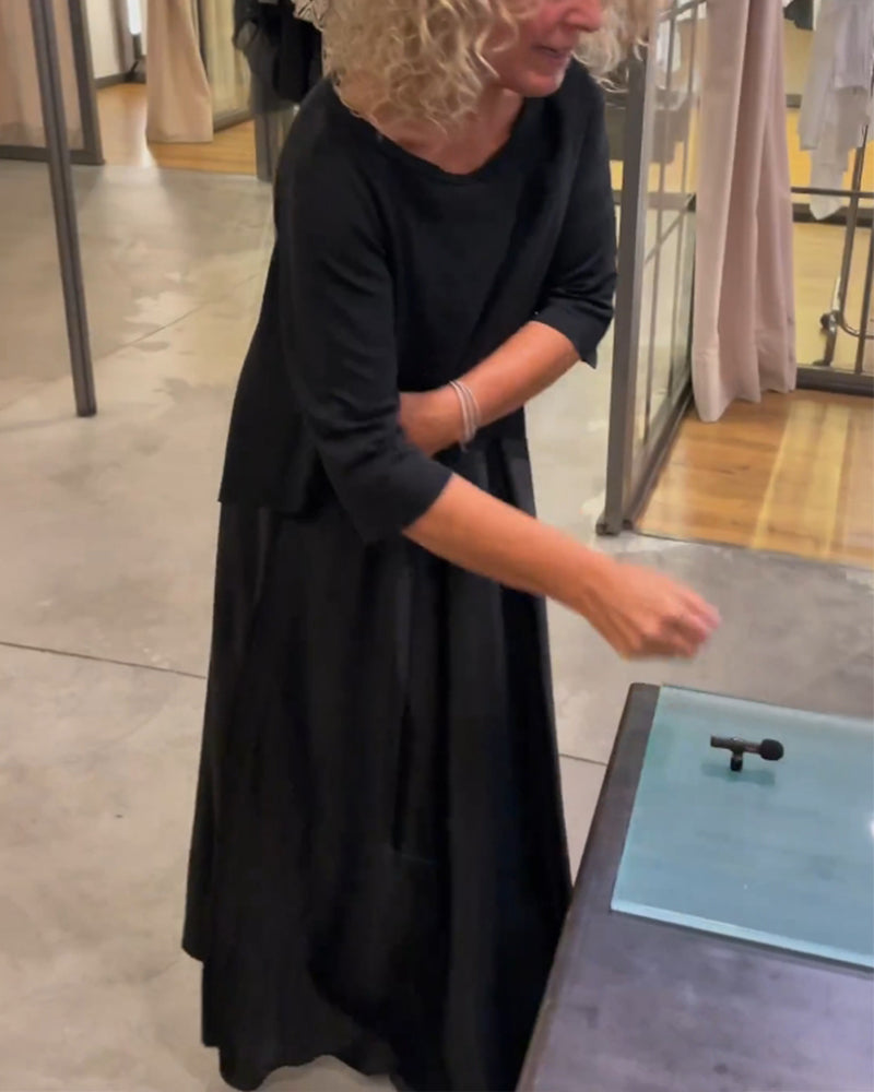 Enfärgad hängselklänning i två delar