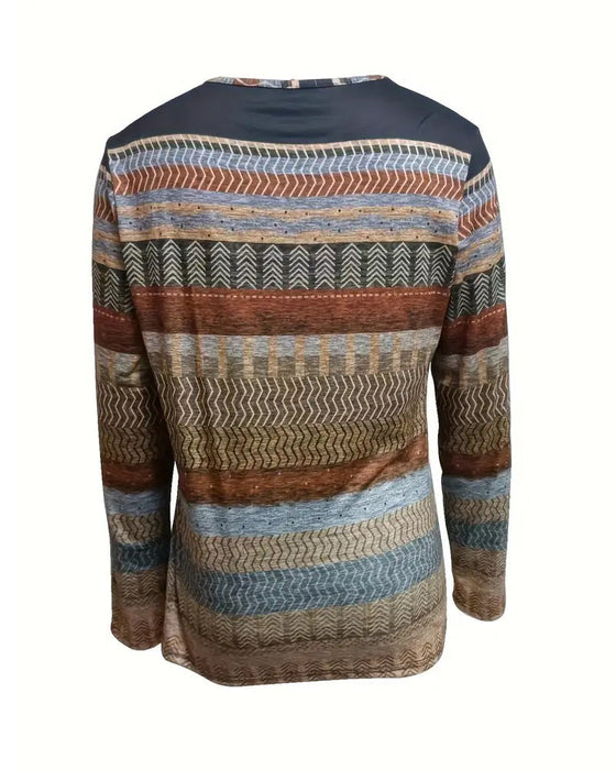 Färgglad randig topp med rund halsringning