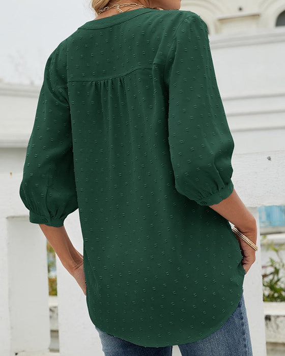 Enfärgad lös topp med ståkrage