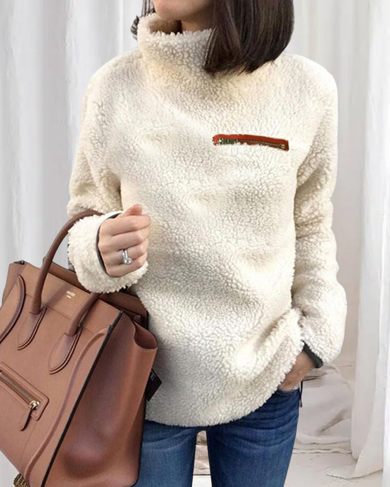 Enkel och varm topp med dragkedja