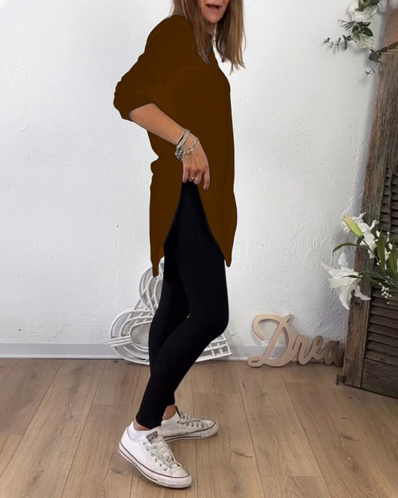 Mellanlång Topp Med Rund Hals