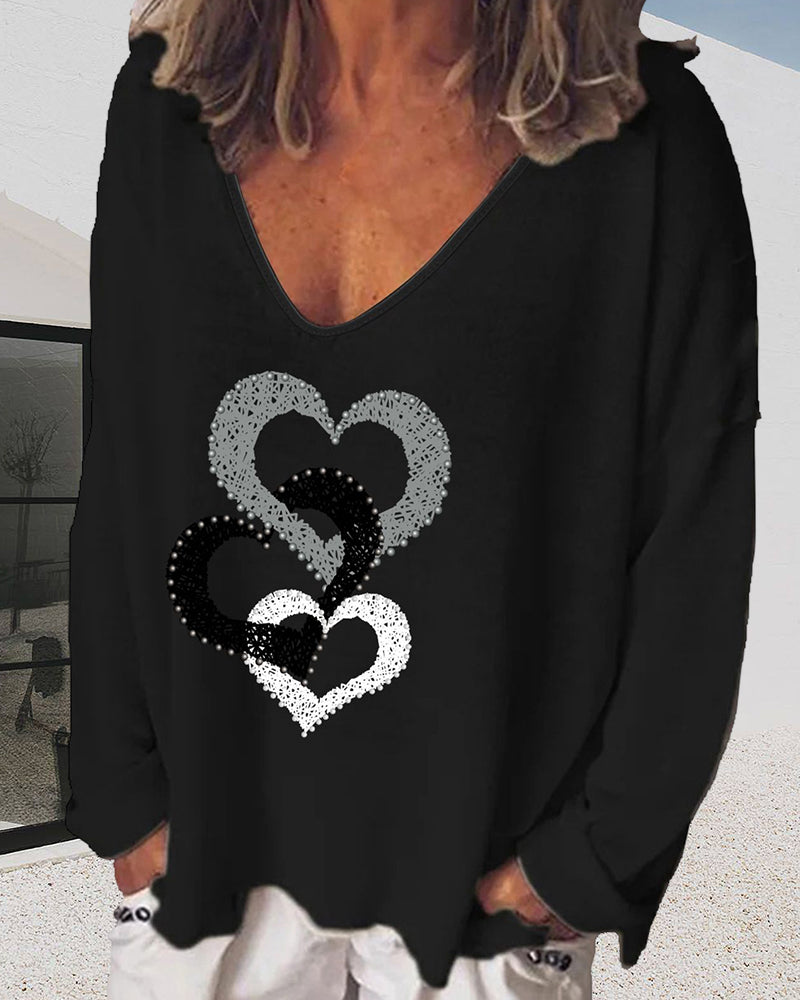 Långärmad Topp med Hjärttryck