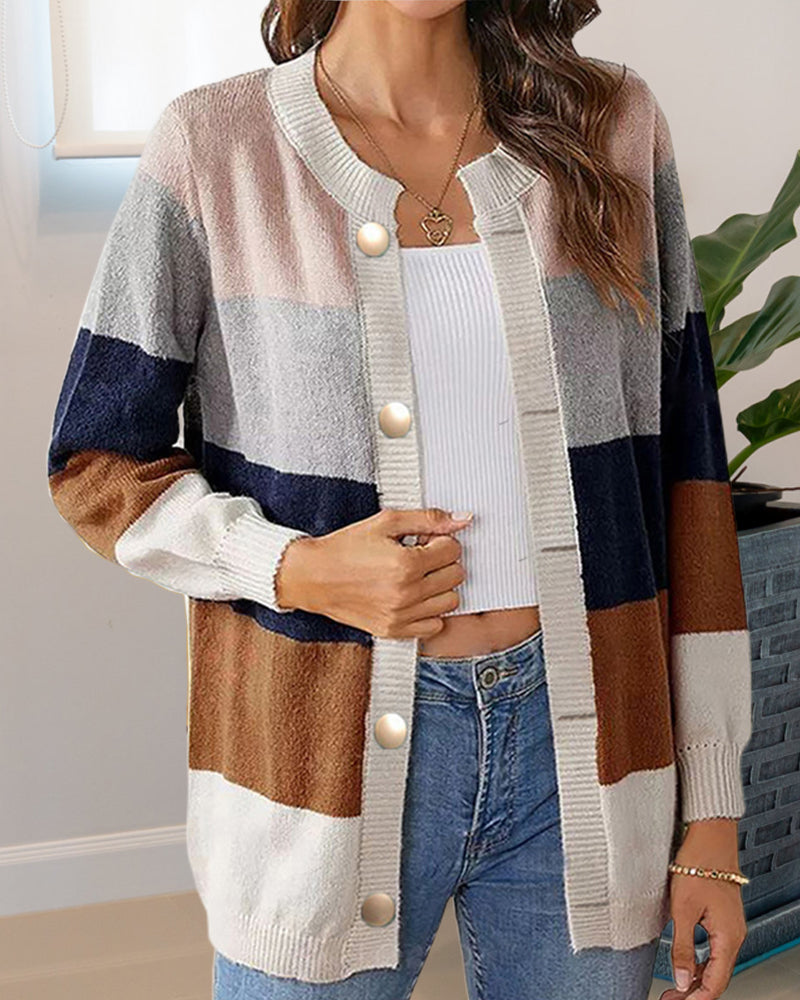 Colorblock cardigan för kvinnor