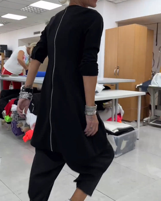 Mellanlång Tröja med rund hals