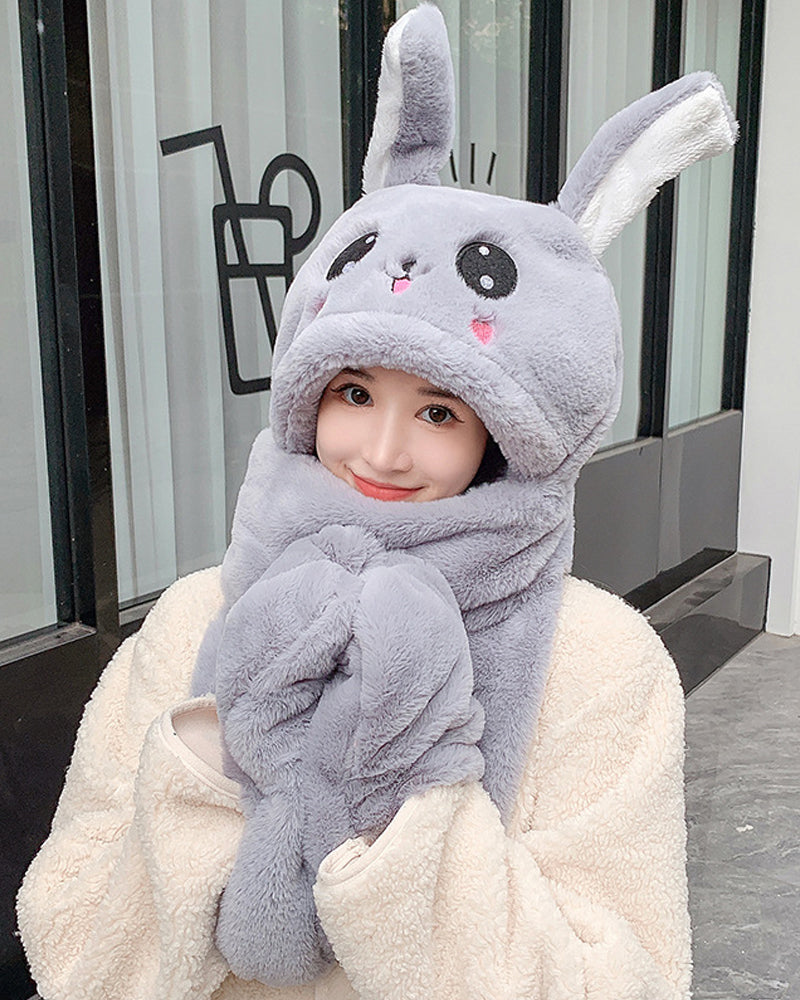 Halsduksmössa med rörliga kaninöron