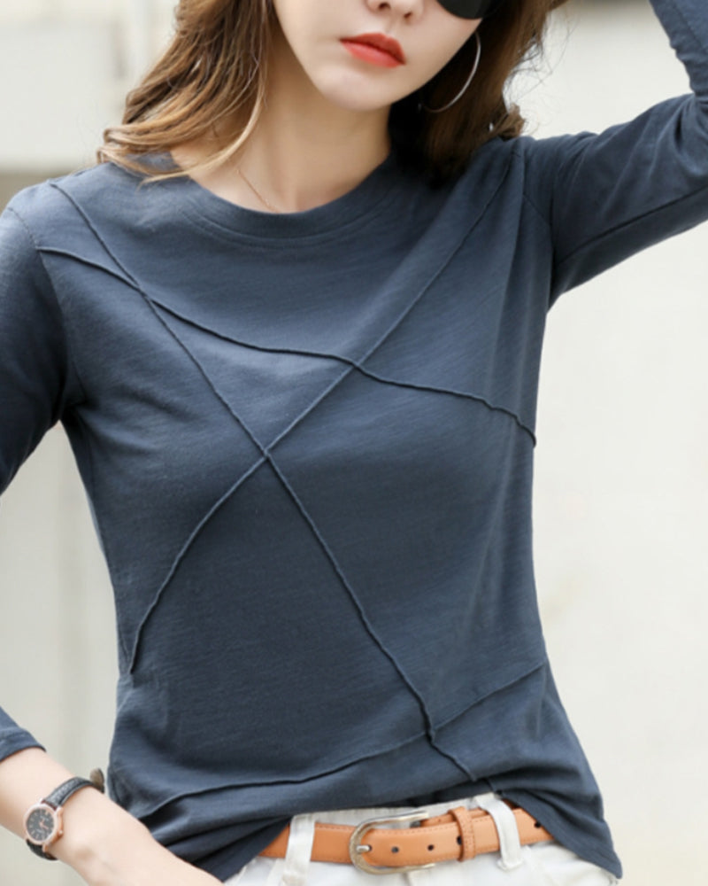 Enfärgad långärmad topp