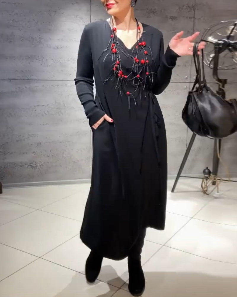 Enfärgad Klänningar med knytband