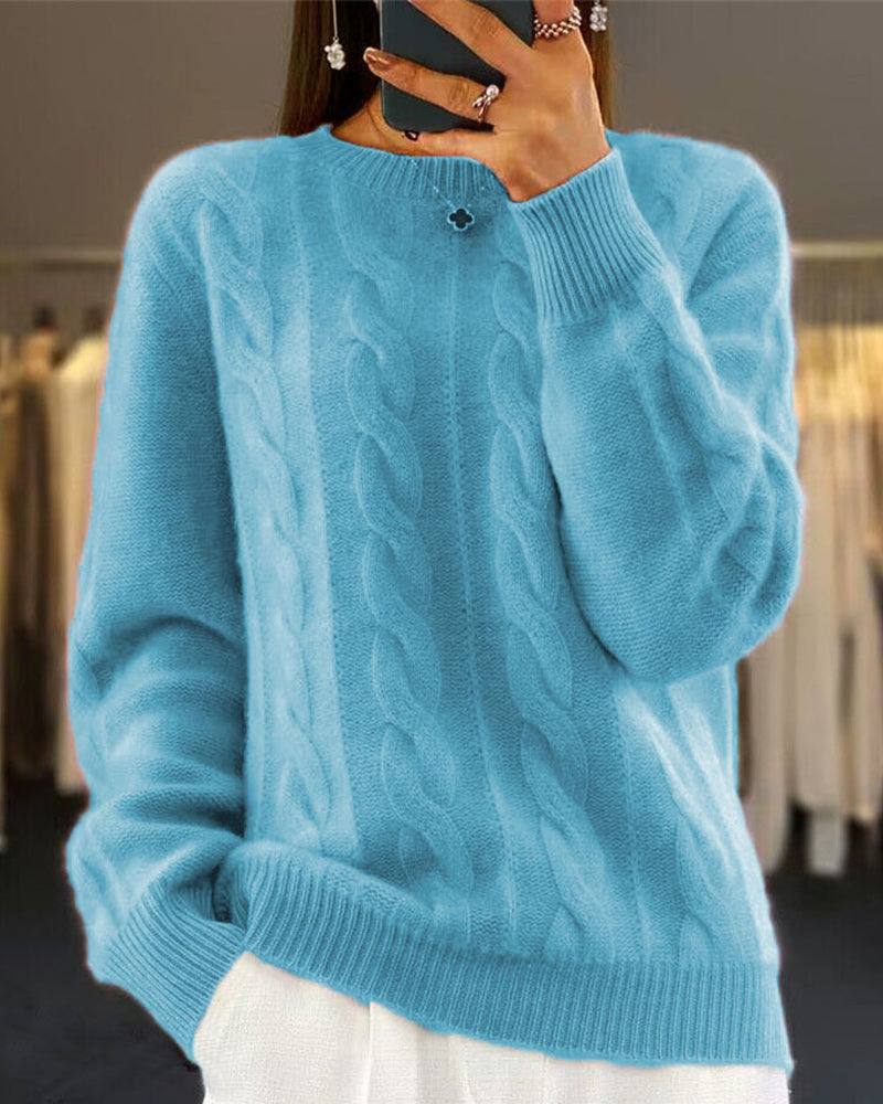 Pullover med solida färger och vändningar