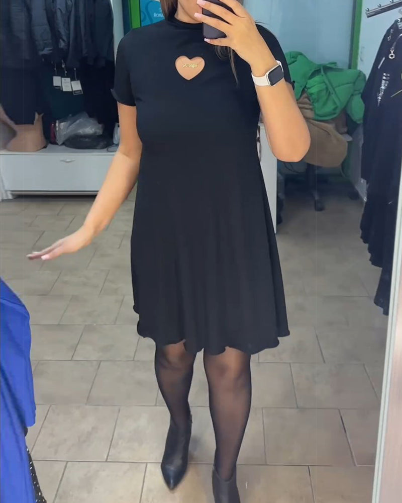 Hjärta ihålig enfärgad kortärmad klänning