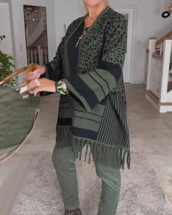 Leopardmönstrad långärmad kofta