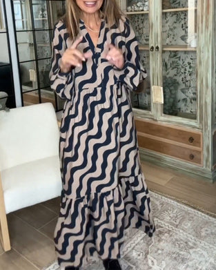 Lång lös klänning med tryck