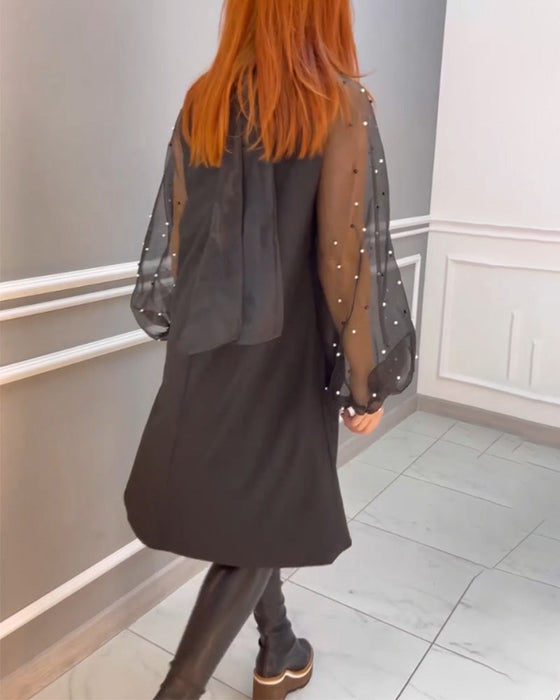 Mesh lös klänning med hög hals