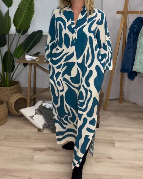 Klänning med tryck och lapel