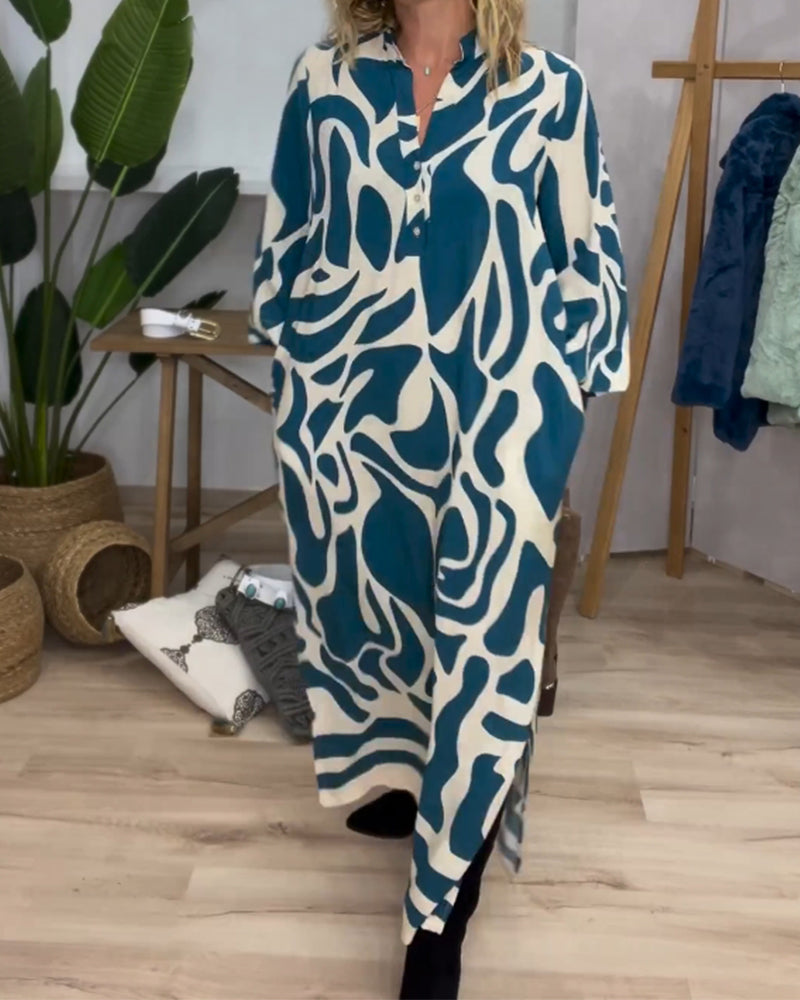 Klänning med tryck och lapel