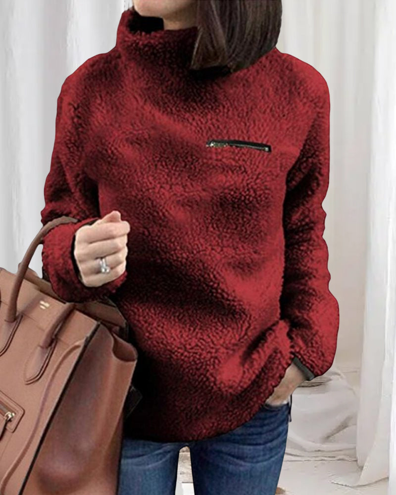 Enkel och varm topp med dragkedja