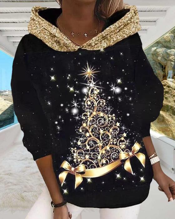 Luvtröja med julgranstryck