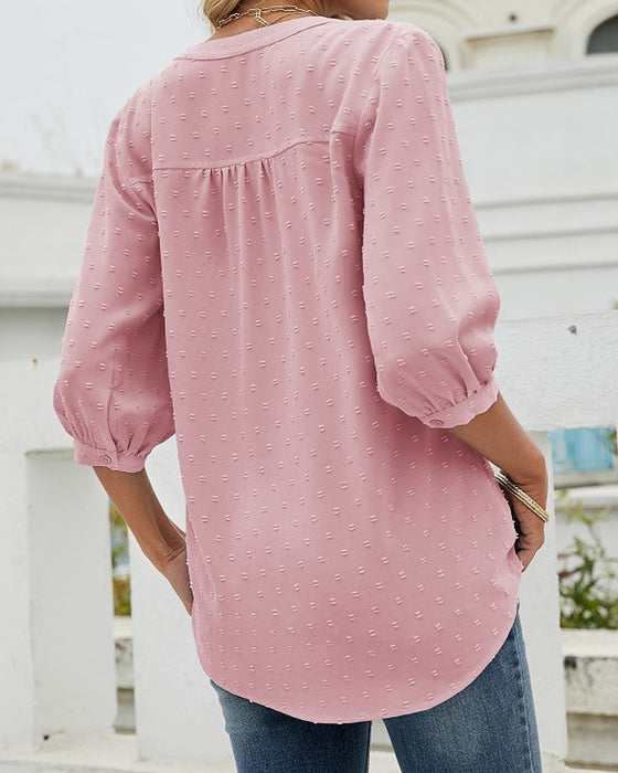 Enfärgad lös topp med ståkrage