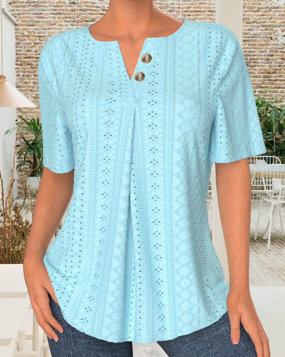 Kortärmad blus med delad hals