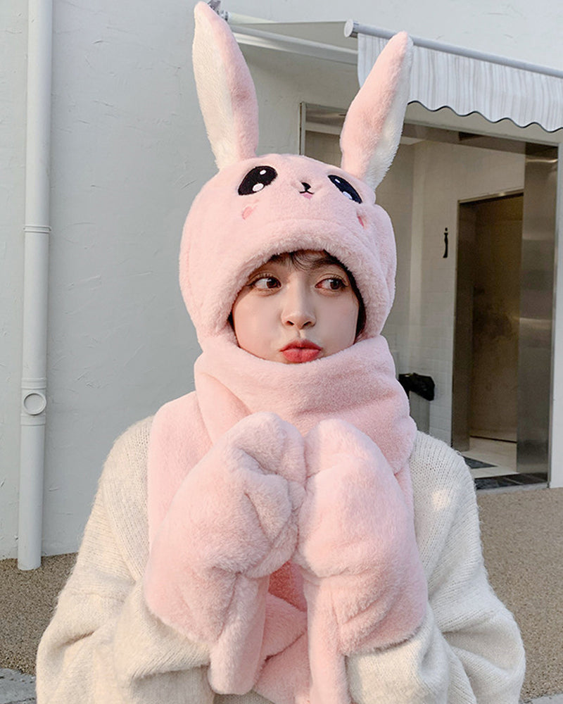 Halsduksmössa med rörliga kaninöron