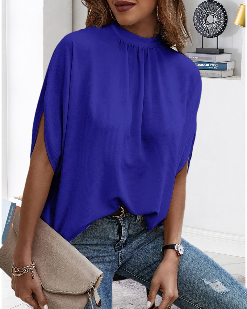 Modetryck Blus med slitsade ärmar