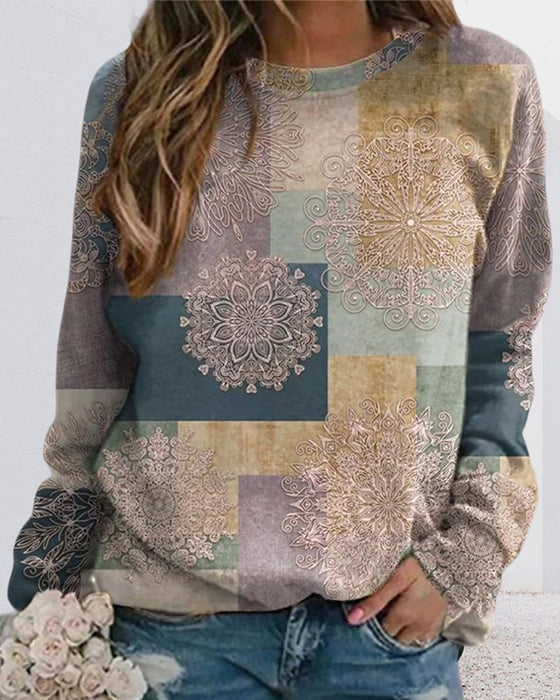 Flerfärgad Tröja med Rund Hals